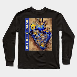 Heart with you, antiwar blue-yellow Long Sleeve T-Shirt